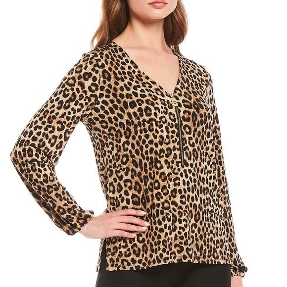 NEW MICHAEL Michael Kors Cheetah Print Blouse Top - Picture 1 of 6
